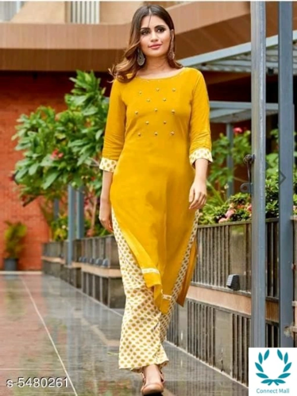 Women's Embroidered Rayon Kurta set with Pants